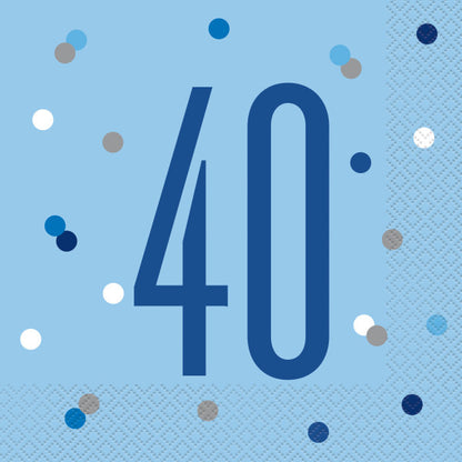 40th Birthday Blue Napkins