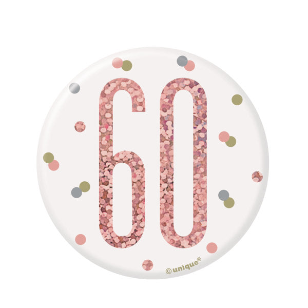 60th Birthday Rose Gold Badge