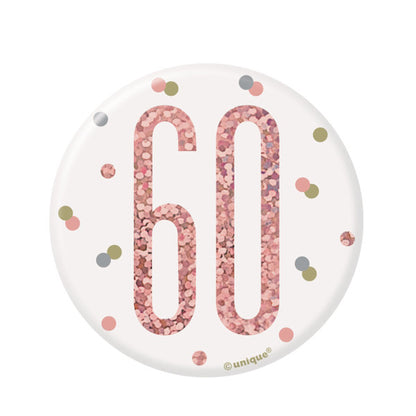 60th Birthday Rose Gold Badge