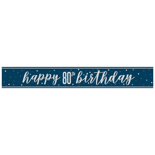 80th Birthday Navy Blue Banner