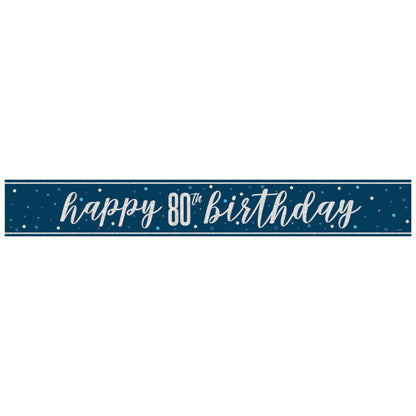 80th Birthday Navy Blue Banner