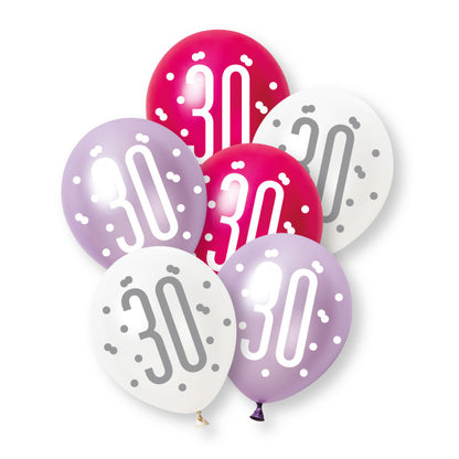 30th Birthday Pink & Purple Mixed Balloons