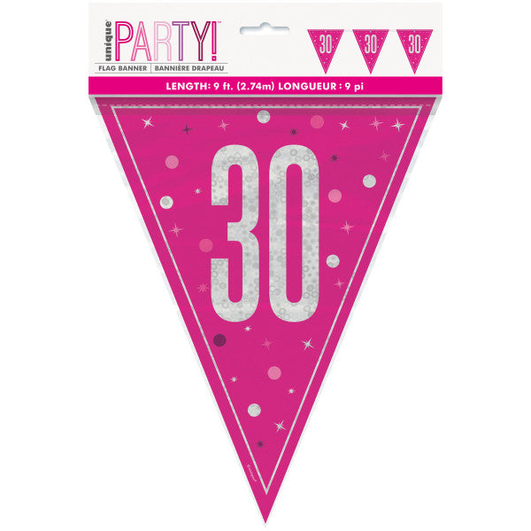 30th Birthday Pink Sparkling Bunting