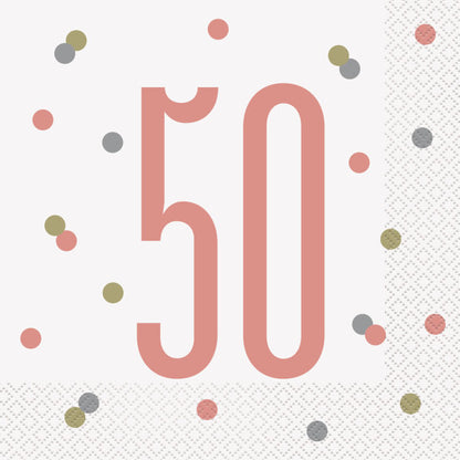 50th Birthday Rose Gold Napkins