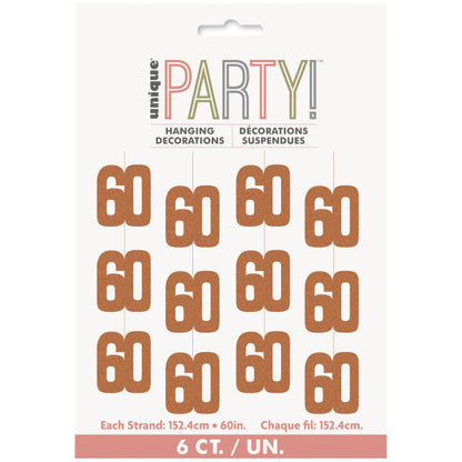 60th Birthday Rose Gold Hanging Strings