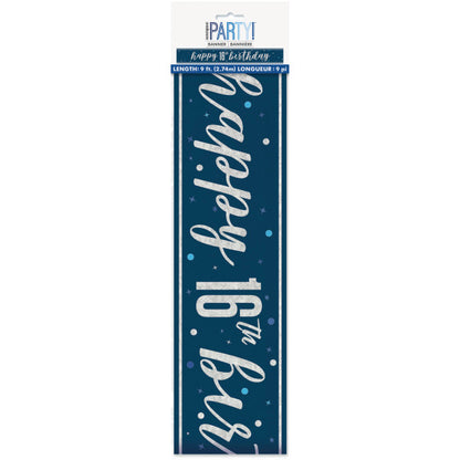 16th Birthday Navy Blue Banner