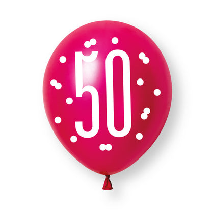 50th Birthday Pink & Purple Mixed Balloons