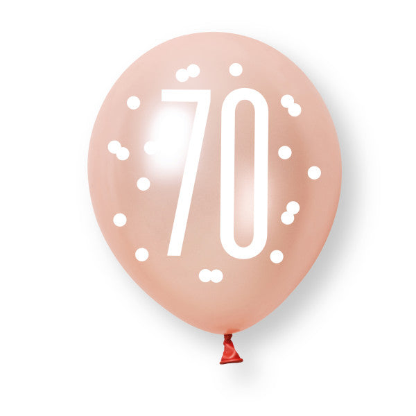 70th Birthday Rose Gold Mixed Balloons