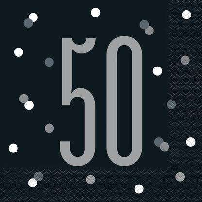 50th Birthday Black Napkins