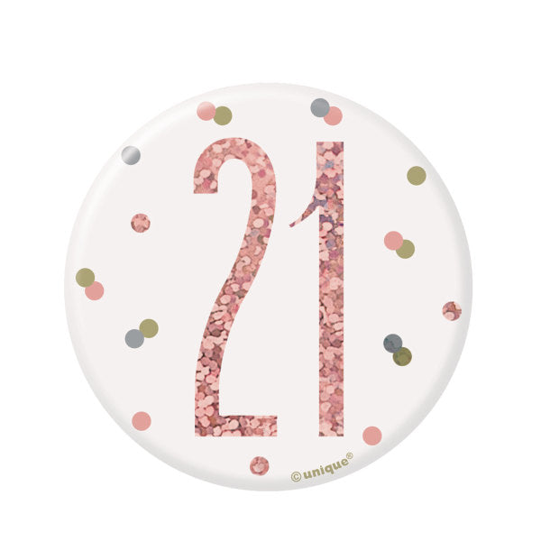 21st Birthday Rose Gold Badge