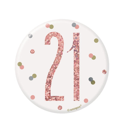 21st Birthday Rose Gold Badge