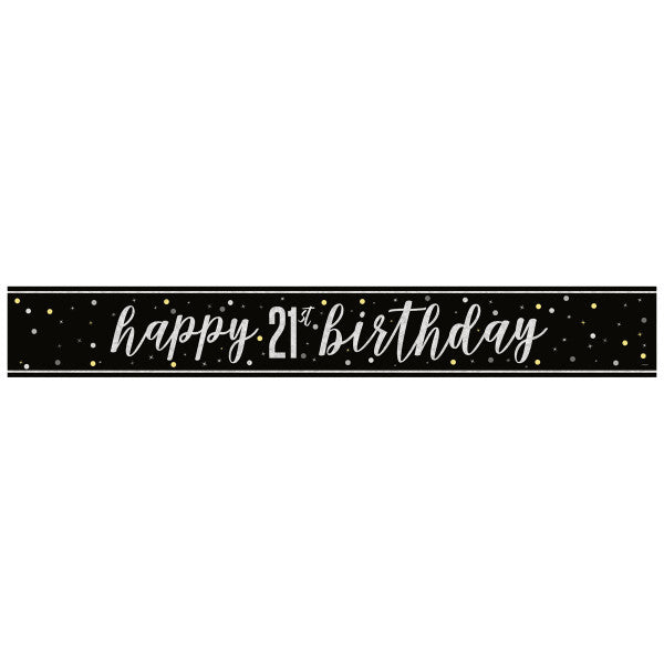 21st Birthday Black Banner