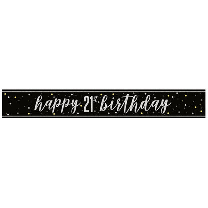 21st Birthday Black Banner