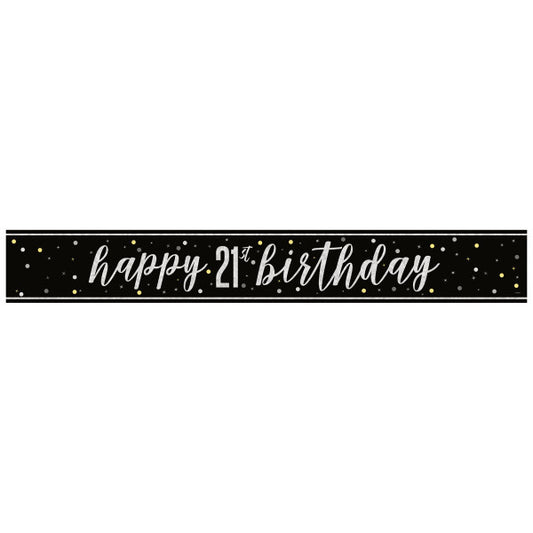 21st Birthday Black Banner