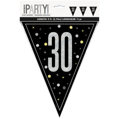 30th Birthday Black Bunting