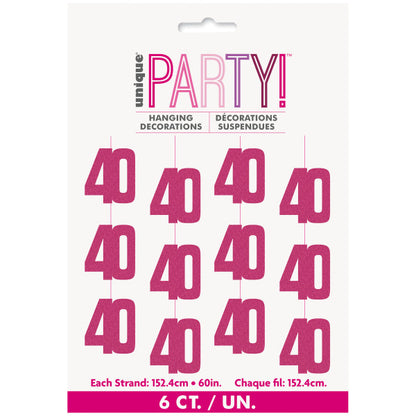 40th Birthday Pink Hanging Strings