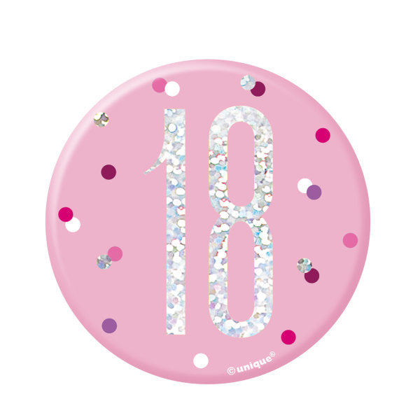 18th Birthday Pink Badge