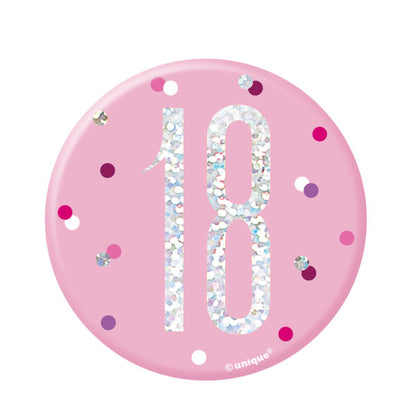 18th Birthday Pink Badge