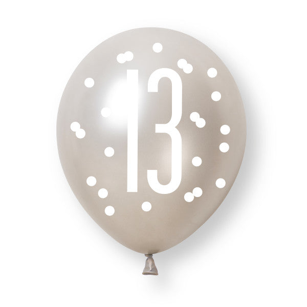 13th Birthday Black & Gold Mixed Balloons