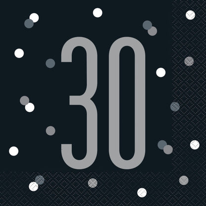 30th Birthday Black Napkins