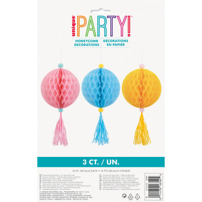 Pastel Honeycomb Decorations - 3 Pack