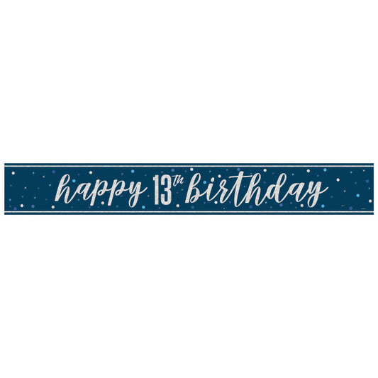 13th Birthday Navy Blue Banner