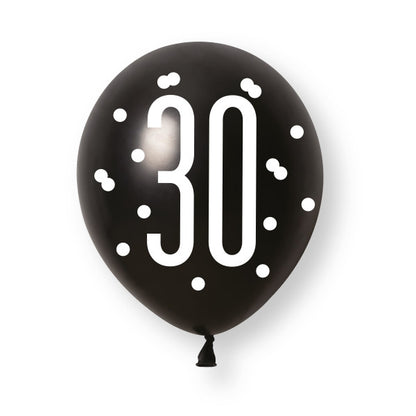 30th Birthday Black & Gold Mixed Balloons