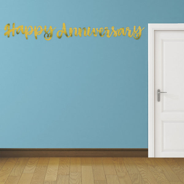 Gold Happy Anniversary Banner