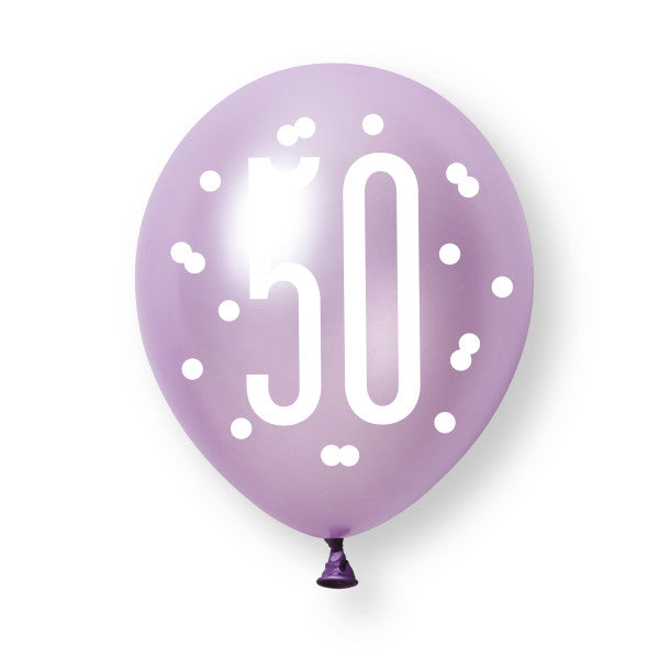 50th Birthday Pink & Purple Mixed Balloons