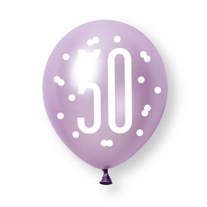 50th Birthday Pink & Purple Mixed Balloons