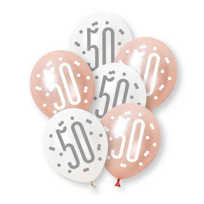 50th Birthday Rose Gold Mixed Balloons