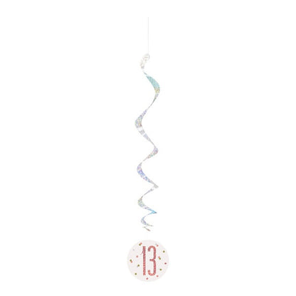 13th Birthday Rose Gold Sparkling Swirls