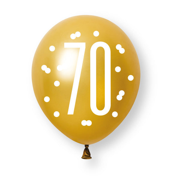 70th Birthday Black & Gold Mixed Balloons