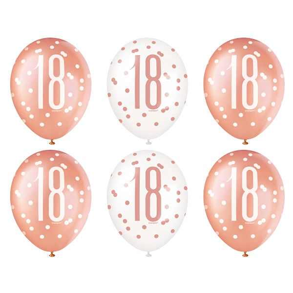 18th Birthday Rose Gold Mixed Balloons