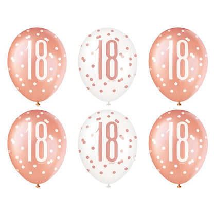 18th Birthday Rose Gold Mixed Balloons
