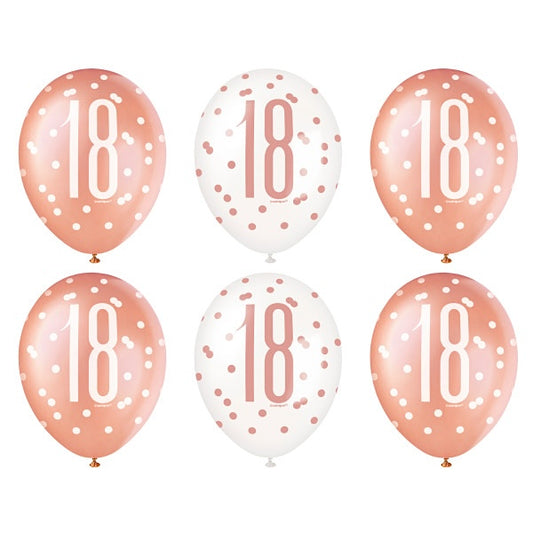 18th Birthday Rose Gold Mixed Balloons
