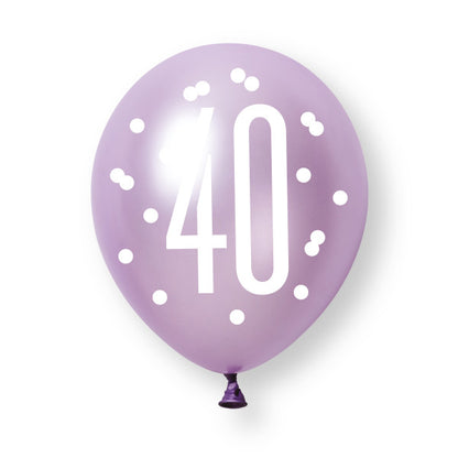40th Birthday Pink & Purple Mixed Balloons