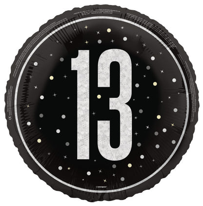 13th Birthday Black Foil Balloon