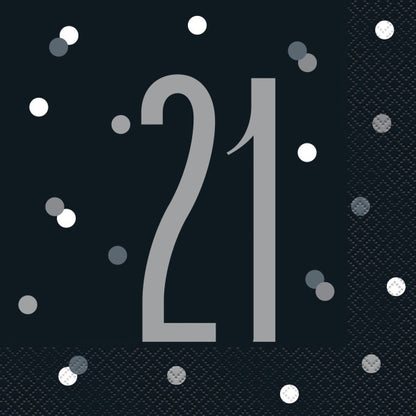21st Birthday Black Napkins