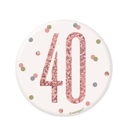 40th Birthday Rose Gold Badge