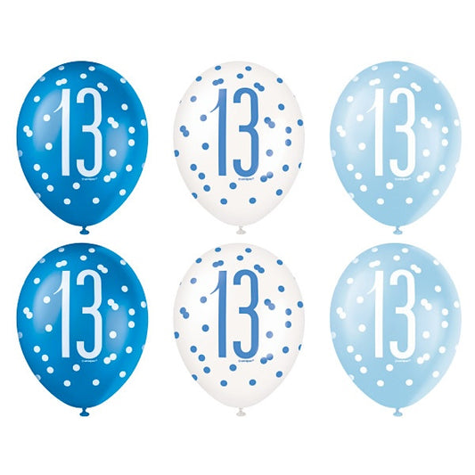 13th Birthday Blue Mixed Balloons