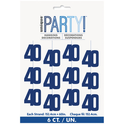 40th Birthday Blue Hanging Strings