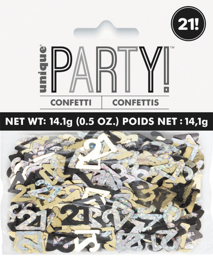21st Birthday Black & Gold Mixed Table Confetti