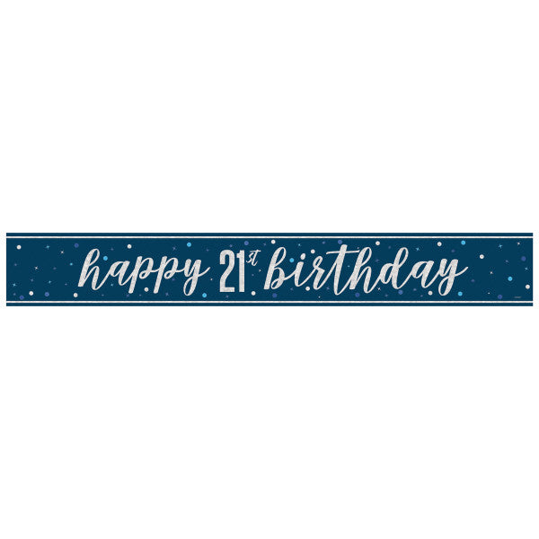 21st Birthday Navy Blue Banner