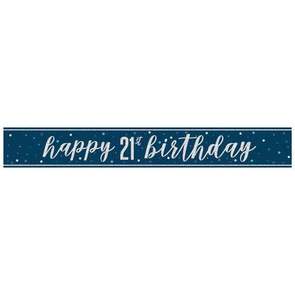 21st Birthday Navy Blue Banner