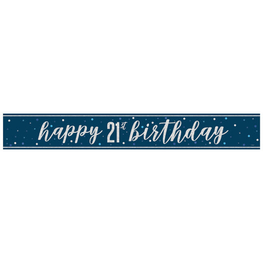 21st Birthday Navy Blue Banner