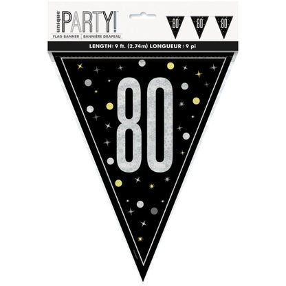 80th Birthday Black Bunting