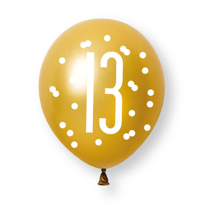 13th Birthday Black & Gold Mixed Balloons
