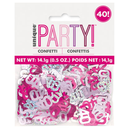40th Birthday Pink Mixed Confetti