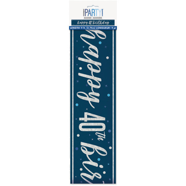 40th Birthday Navy Blue Banner